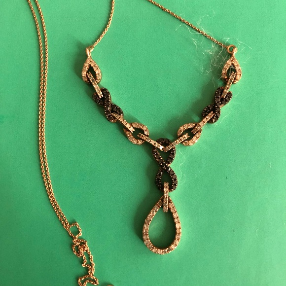 Gorgeous white & brown diamond rose gold necklace - Picture 7 of 10